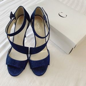 Caparros Formal Glitter Blue Sandals